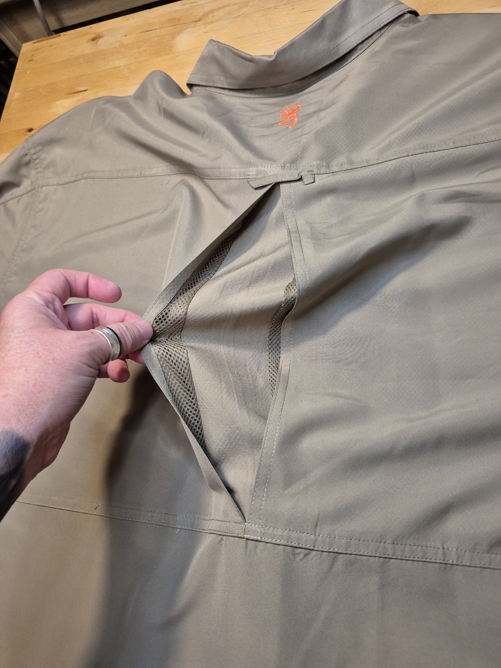 Browning Men's Drab Button-Down Shirt with Orange Accents - Picture 11 of 14